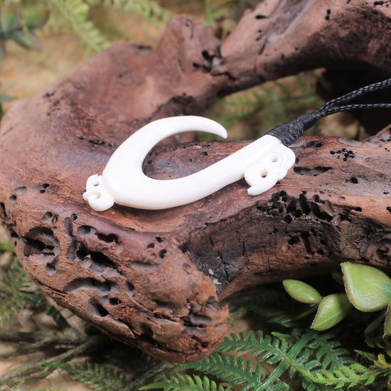 Hei Matau carved from NZ beef bone