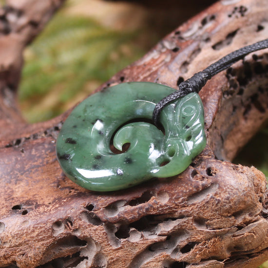 Koropepe carved from Hapopo Pounamu - NZ Greenstone
