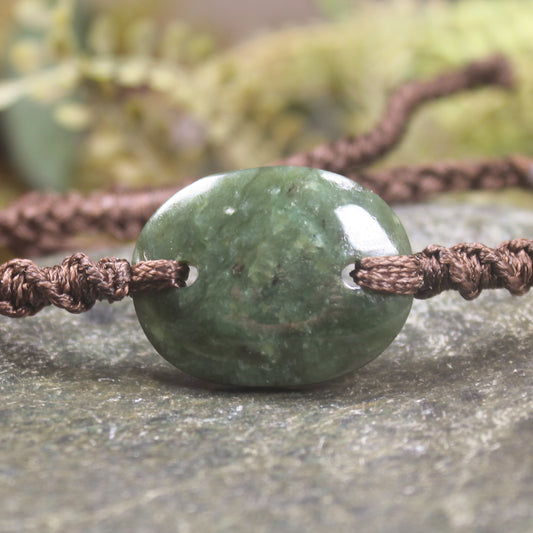 Adjustable cord bracelet with Rimu Pounamu