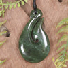 Hei Matau or Fish Hook carved from Hapopo Pounamu - NZ Greenstone