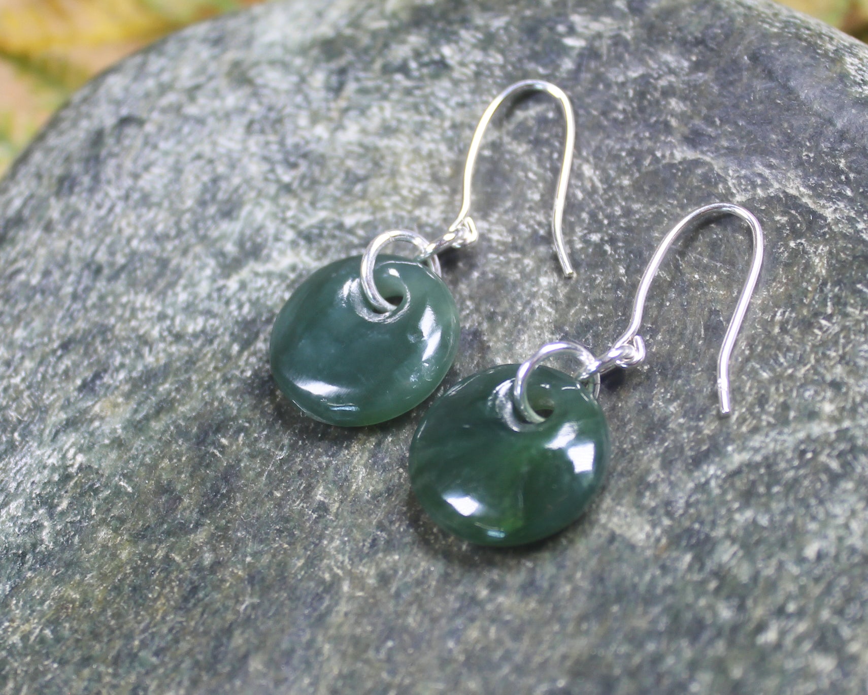 Porowhita Earrings carved from Inanga Pounamu - NZ Greenstone