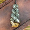 Twist or Pikorua carved from Flower Jade Pounamu - NZ Greenstone