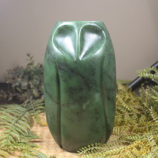 Pounamu owl sculpture