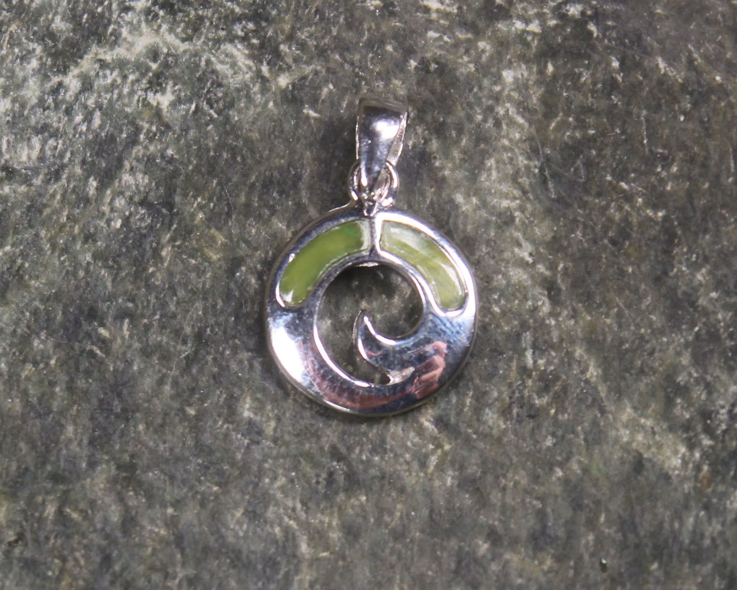 Sterling Silver and Pounamu Koru Pendant