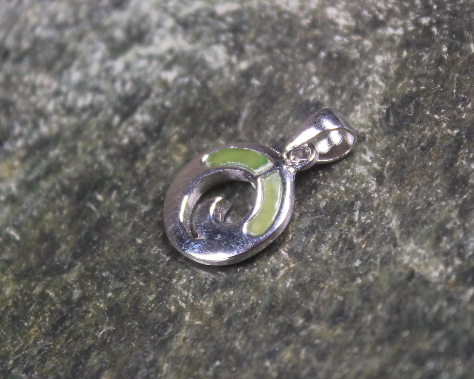 Sterling Silver and Pounamu Koru Pendant