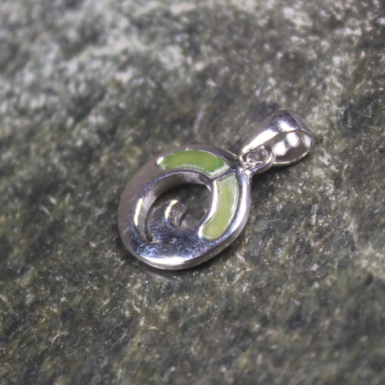 Sterling Silver and Pounamu Koru Pendant