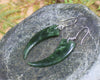 Huia Beak earrings carved from Kawakawa Pounamu - NZ Greenstone