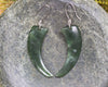 Huia Beak earrings carved from Kawakawa Pounamu - NZ Greenstone