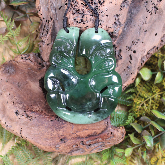 Hei Tiki carved from Rimu Pounamu - NZ Greenstone