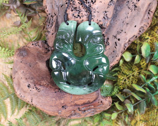 Hei Tiki carved from Rimu Pounamu - NZ Greenstone