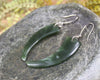Huia Beak earrings carved from Kawakawa Pounamu - NZ Greenstone