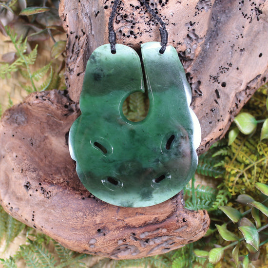 Hei Tiki carved from Rimu Pounamu - NZ Greenstone