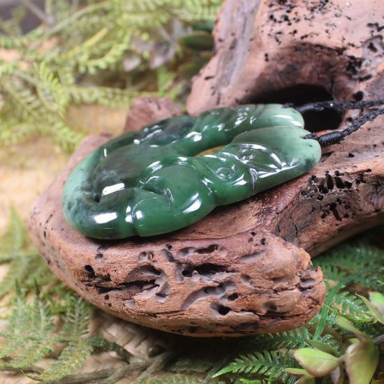 Hei Tiki carved from Rimu Pounamu - NZ Greenstone