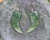 Huia Beak earrings carved from Flower Jade Pounamu - NZ Greenstone