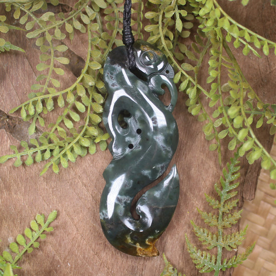 Manaia pendant carved from Rimu Pounamu - NZ Greenstone