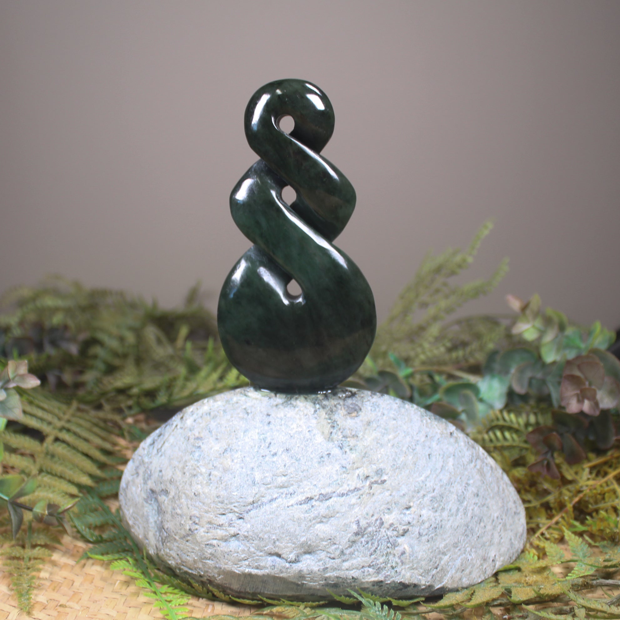 Twist Sculpture carved from Rimu Pounamu - NZ Greenstone