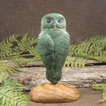 Pounamu owl sculpture