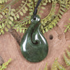 Hei Matau or Fish Hook carved from Hapopo Pounamu - NZ Greenstone