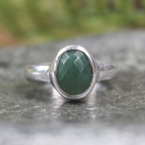 Sterling Silver Kawakawa Pounamu Ring - NZ Greenstone