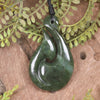 Hei Matau or Fish Hook carved from Hapopo Pounamu - NZ Greenstone