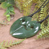 Koru Heart pendant carved from Hapopo Pounamu - NZ Greenstone