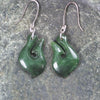 Matau or Fish Hook Earrings carved from Hapopo Pounamu - NZ Greenstone