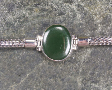 Kawakawa Pounamu Sterling Silver chain bracelet - NZ Greenstone