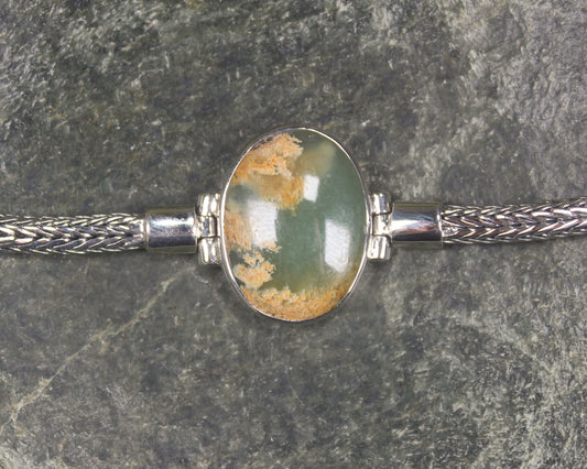 Flower Jade Pounamu Sterling Silver chain bracelet - NZ Greenstone