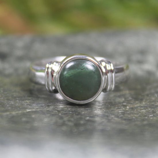 Sterling Silver Hapopo Pounamu Ring - NZ Greenstone