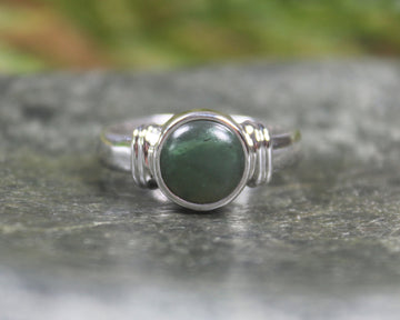Sterling Silver Hapopo Pounamu Ring - NZ Greenstone