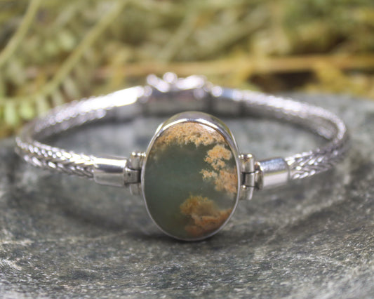Flower Jade Pounamu Sterling Silver chain bracelet - NZ Greenstone