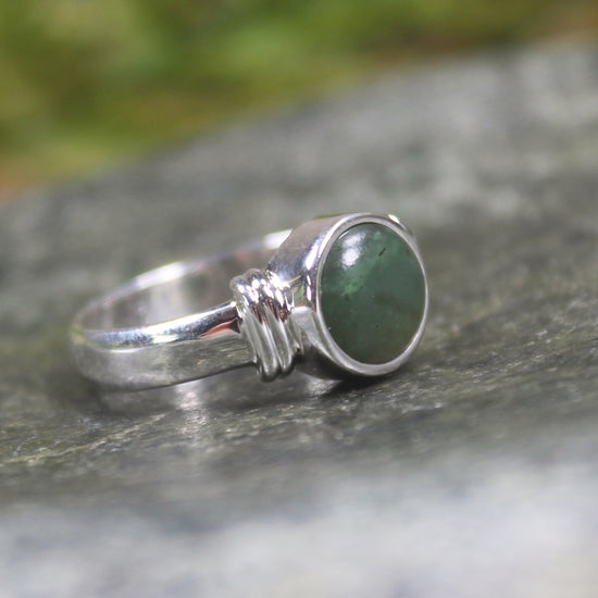 Sterling Silver Hapopo Pounamu Ring - NZ Greenstone
