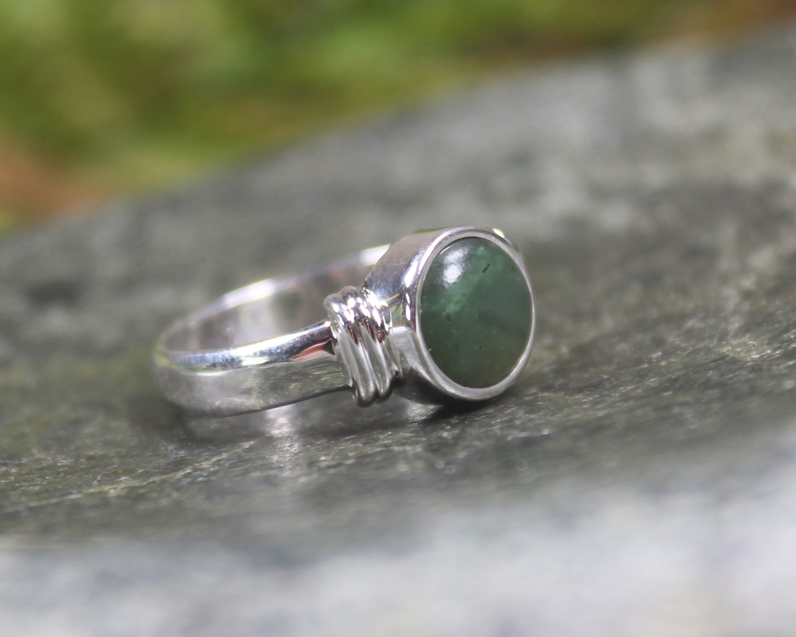 Sterling Silver Hapopo Pounamu Ring - NZ Greenstone