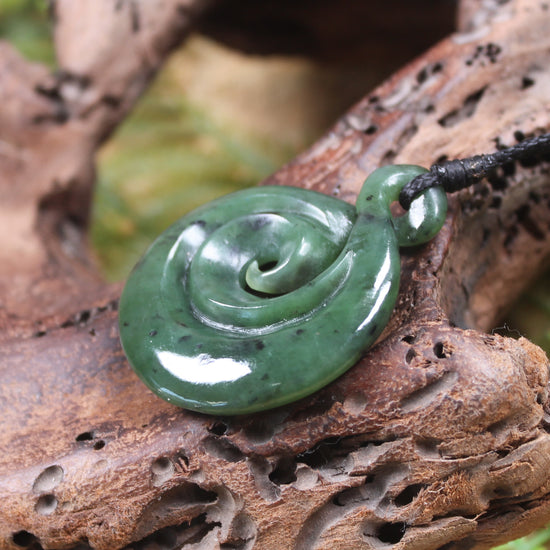 Koru Twist carved from Hapopo Pounamu - NZ Greenstone