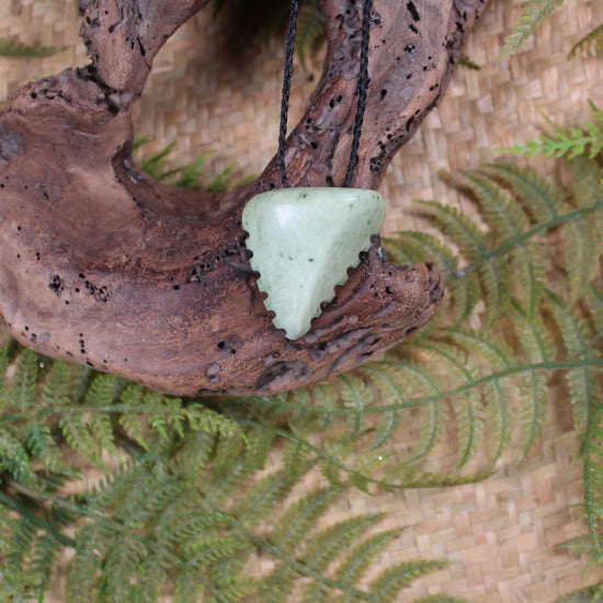 Taniwha Tooth or Niho carved from Flower Jade Pounamu - NZ Greenstone