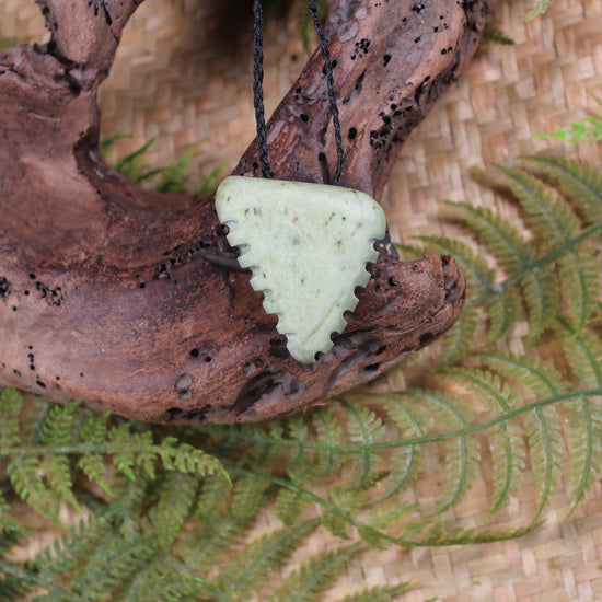 Taniwha Tooth or Niho carved from Flower Jade Pounamu - NZ Greenstone