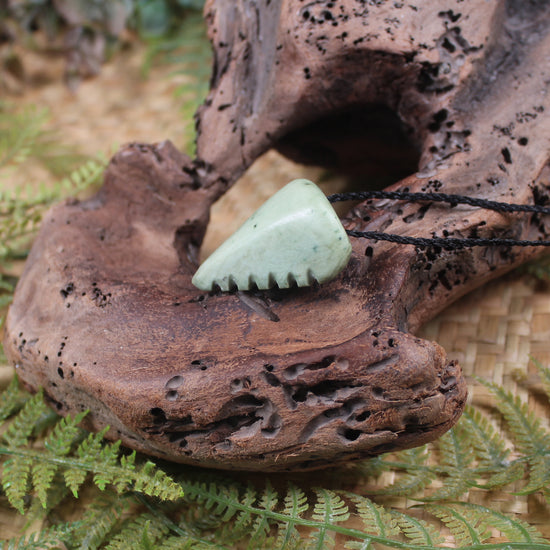 Taniwha Tooth or Niho carved from Flower Jade Pounamu - NZ Greenstone
