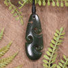 Roimata or Teardop with Koru carved from Rimu Pounamu - NZ Greenstone