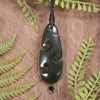 Roimata or Teardop with Koru carved from Rimu Pounamu - NZ Greenstone