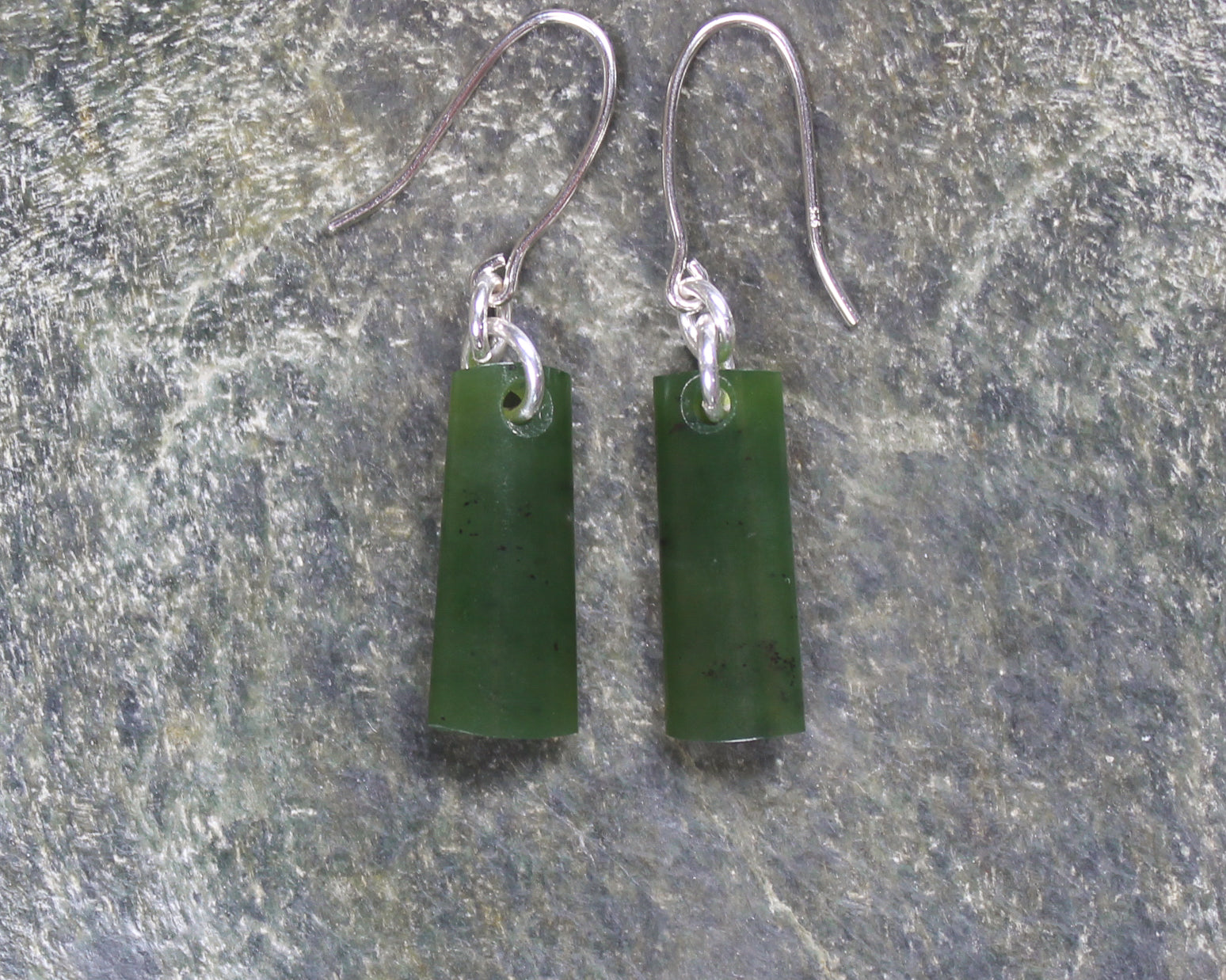 Roimata or Teardrop earrings carved from Rimu Pounamu - NZ Greenstone