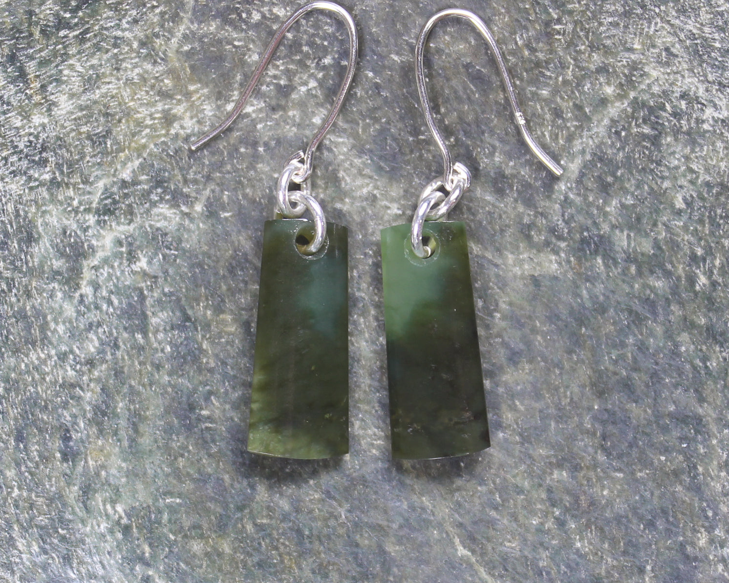 Roimata or Teardrop earrings carved from Rimu Pounamu - NZ Greenstone