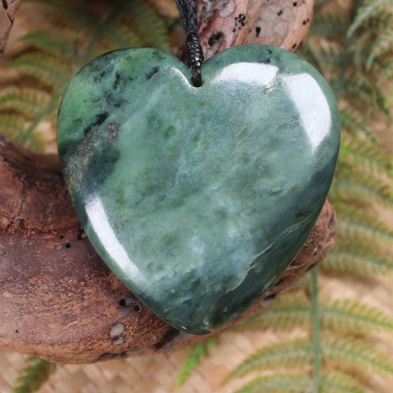 Heart carved from Inanga Pounamu - NZ Greenstone