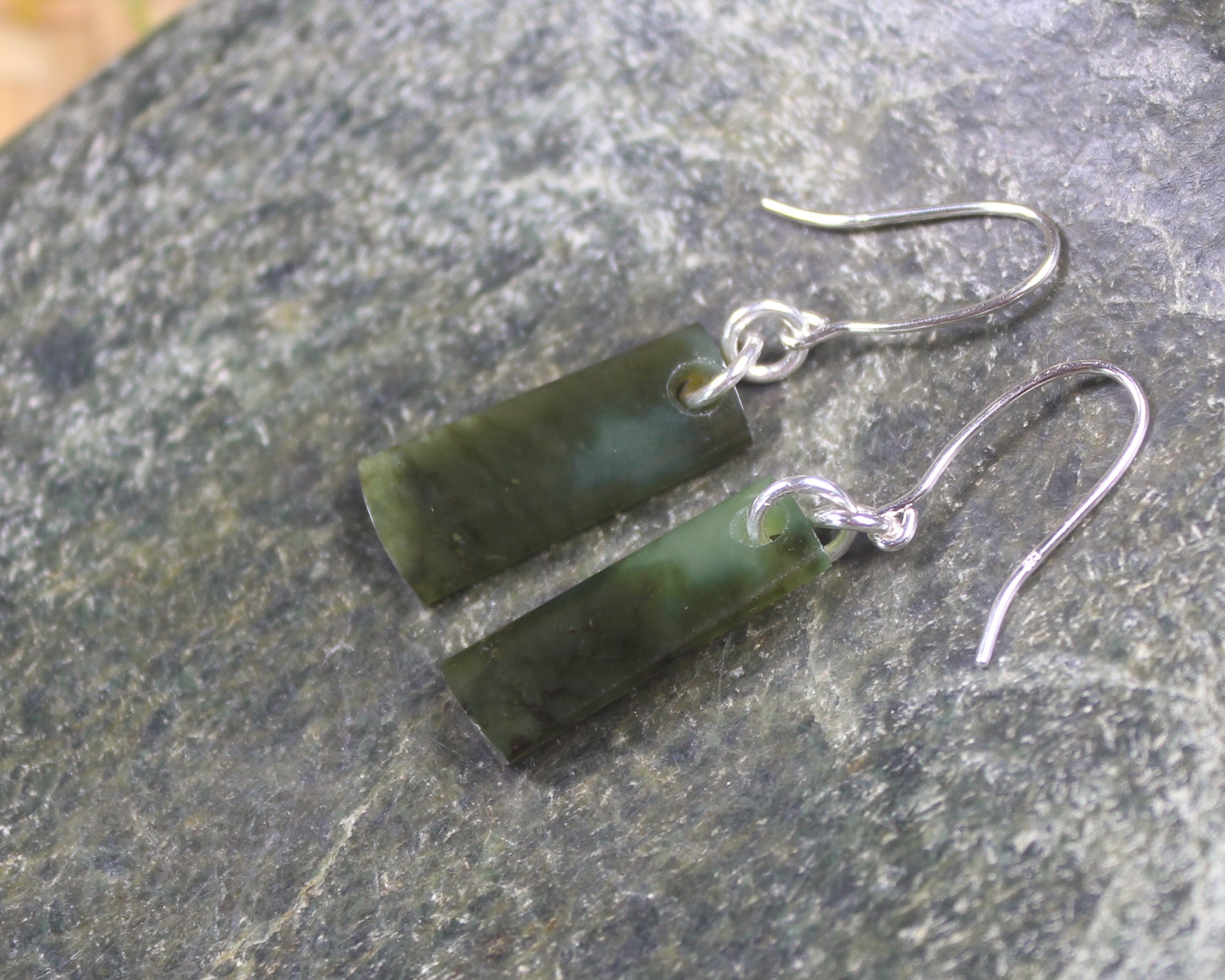 Roimata or Teardrop earrings carved from Rimu Pounamu - NZ Greenstone