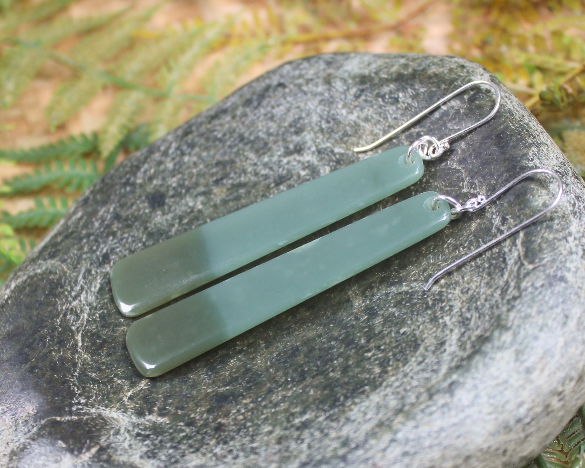 Roimata or Teardrop earrings carved from Inanga Pounamu - NZ Greenstone