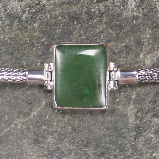 Hapopo Pounamu Sterling Silver chain bracelet - NZ Greenstone