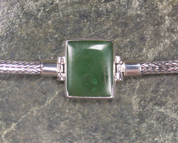 Hapopo Pounamu Sterling Silver chain bracelet - NZ Greenstone