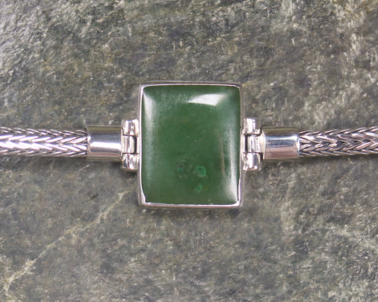Hapopo Pounamu Sterling Silver chain bracelet - NZ Greenstone