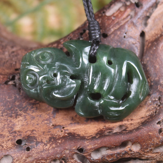 Hei Tiki carved from Kawakawa Pounamu - NZ Greenstone