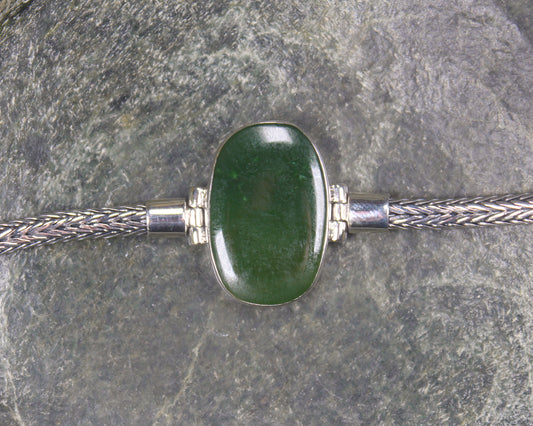 Kawakawa Pounamu Sterling Silver chain bracelet - NZ Greenstone