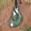 Hei Matau or Fish Hook carved from Hapopo Pounamu - NZ Greenstone